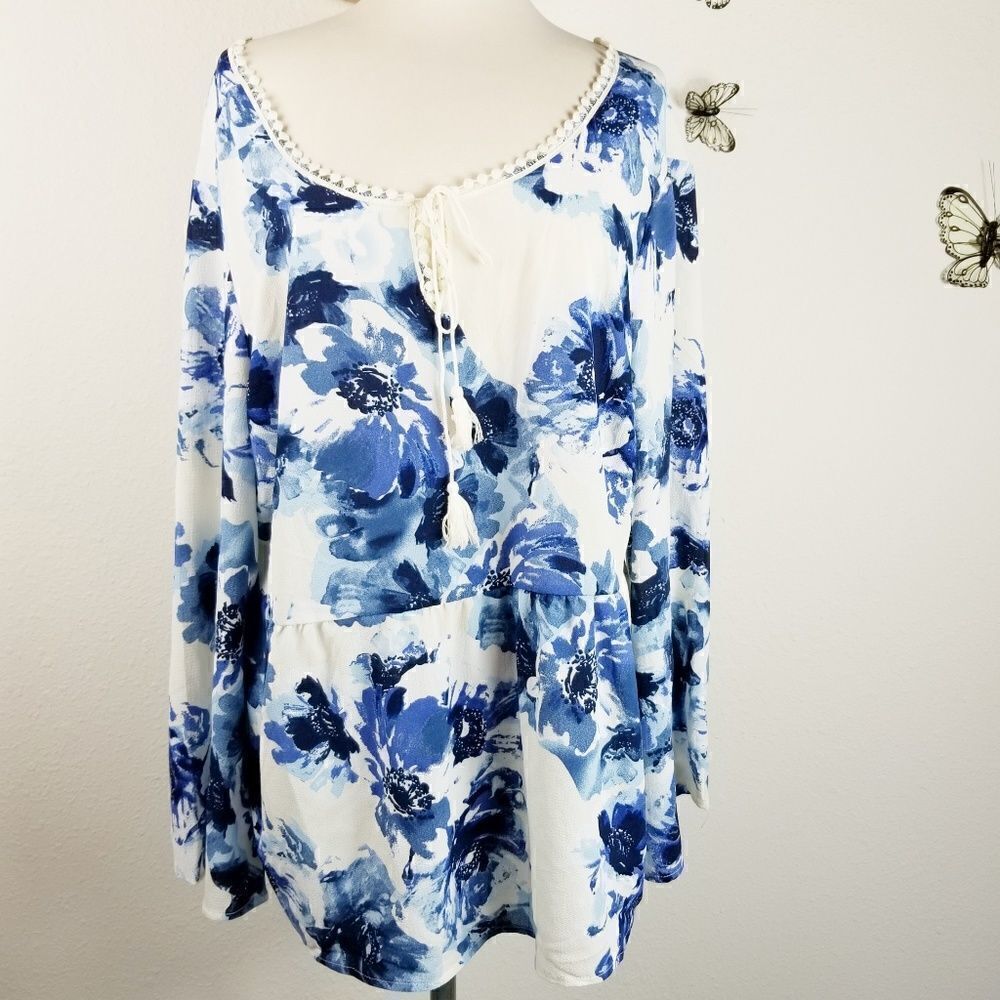 Unique spectrum plus size boho peasant blouse
